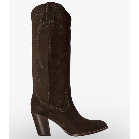 Frye Shoes - FRYE Womens Ilana Pull-On Western Boot Dark Brown Suede 10 Festival Cowgirl Boho